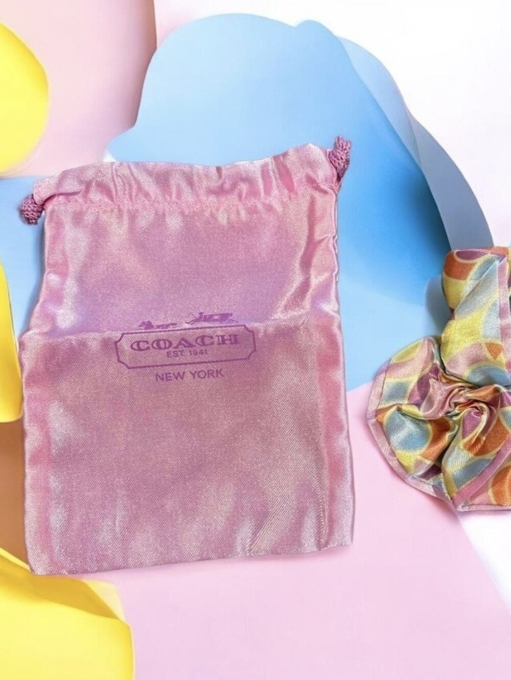 Coach x CanCam Japan Exclusive Floral Satin Scrunchie & Pouch Set, NWT - Picture 3 of 15
